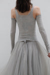 marc le bihan off shoulder long sleeve top 26958 E23 gray